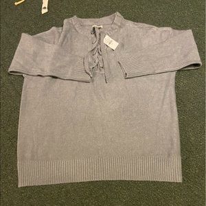 American Eagle lace up knit sweater